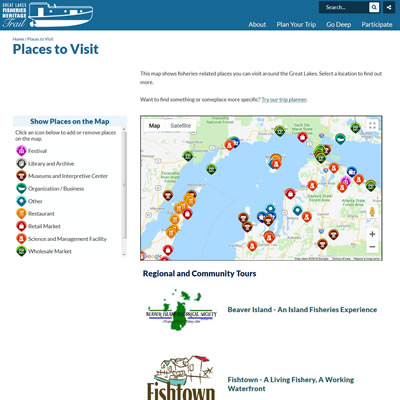Great Lakes Fisheries Heritage Trail Asset Map