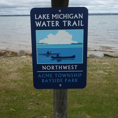 Lake Michigan Water Trail Sign Near the Lake
